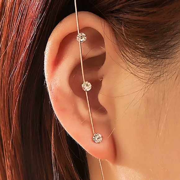 🔵𝟲𝟱%𝗢𝗙𝗙 𝗯𝘂𝗻𝗱𝗹𝗲𝘀 𝟯+🔵 NEW Simple Rhinestone Ear Hook - Picture 1 of 13